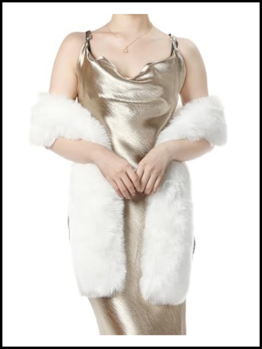 Faux Fur Shawl Wrap Winter Scarf Fluffy Long Coverup for Women